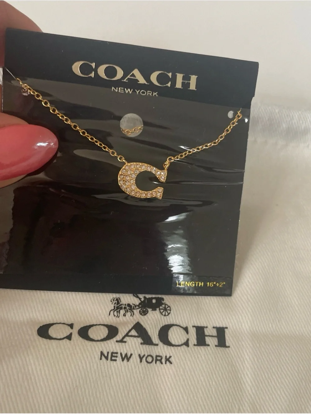 Coach Gold Pavé 'C' Crystal Pendant Necklace